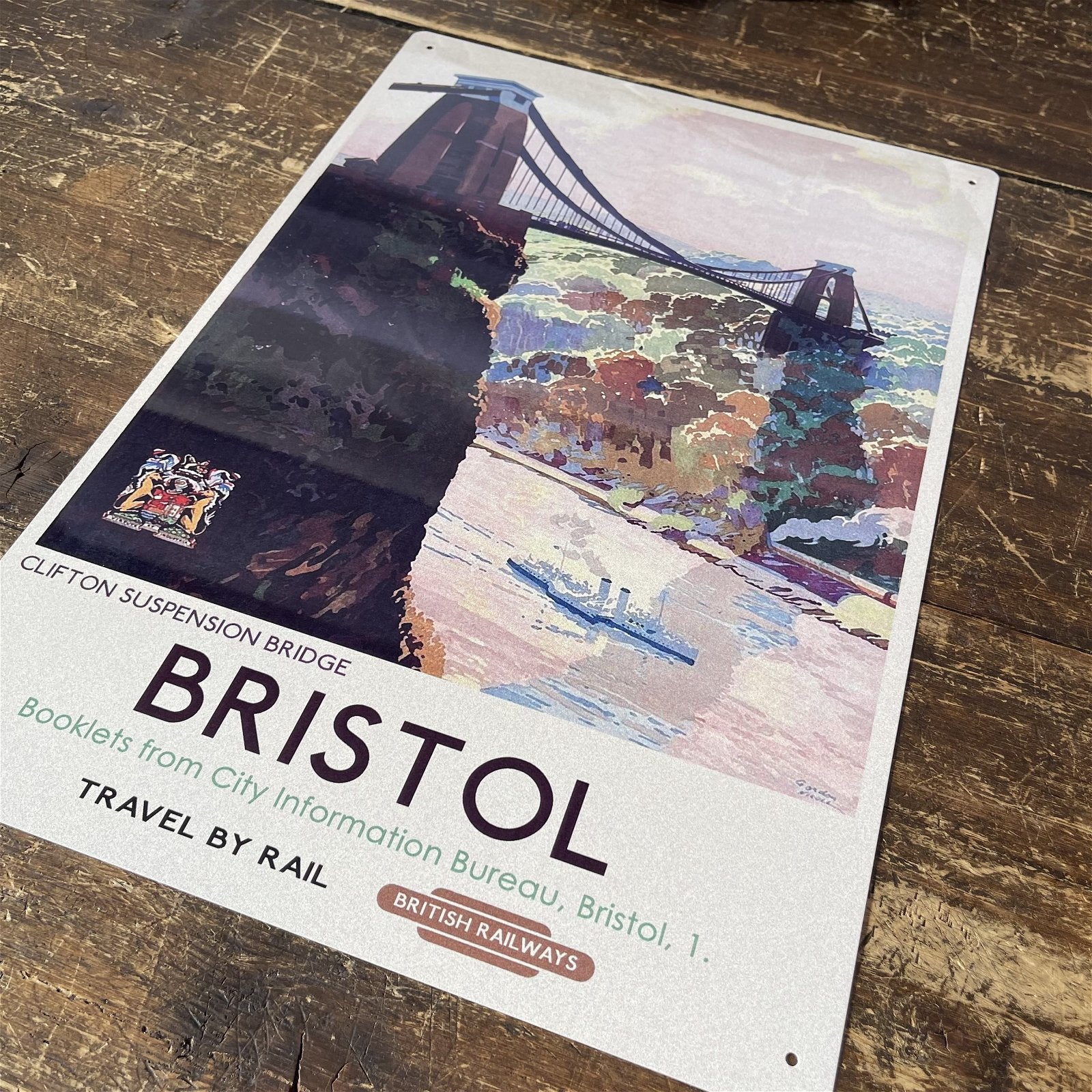 Vintage Metal Sign - British Railways Retro Advertising, Bristol Clifton Suspension Bridge MS80