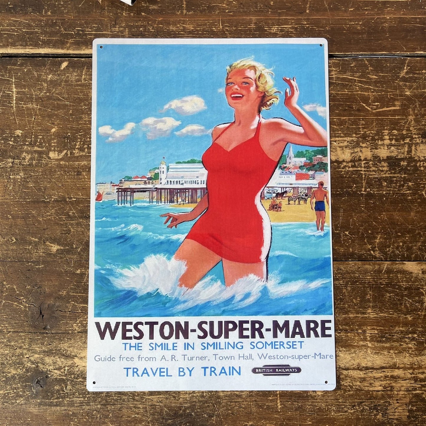 Vintage Metal Sign - British Railways Retro Advertising, Weston-Super-Mare, Somerset MS92