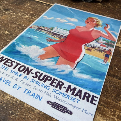 Vintage Metal Sign - British Railways Retro Advertising, Weston-Super-Mare, Somerset MS92