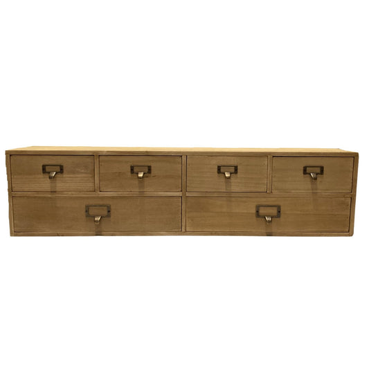 Wide 6 Drawers Wood Storage Organizer 80 x 15 x 20 cm N0104