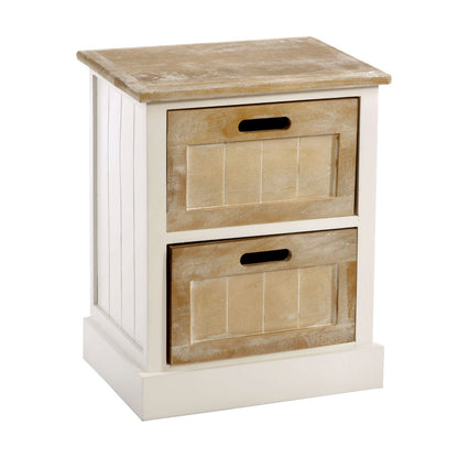 White Wooden Cabinet 2 Drawer 38 x 28 x 48cm N0209