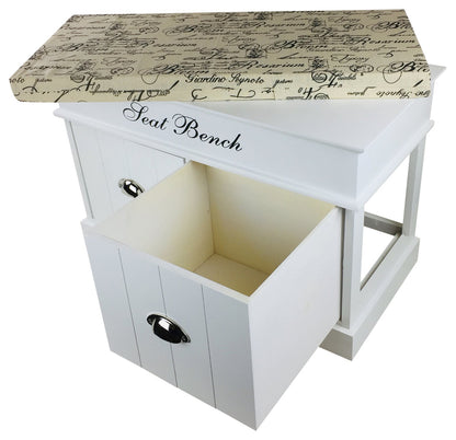 White Seat Bench With 2 Drawers & Lid 70cm N0272