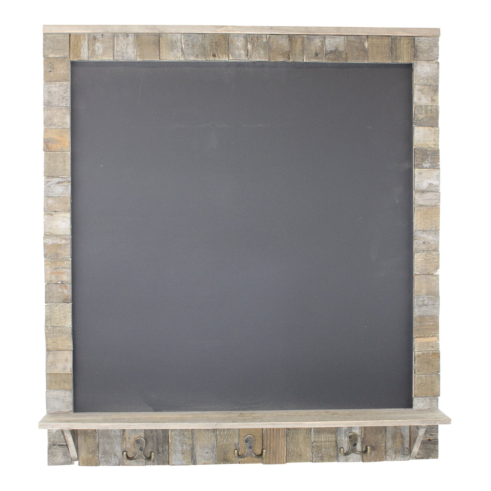 Large Blackboard with Driftwod Effect Surround, Shelf and 3 Double Hooks N0292