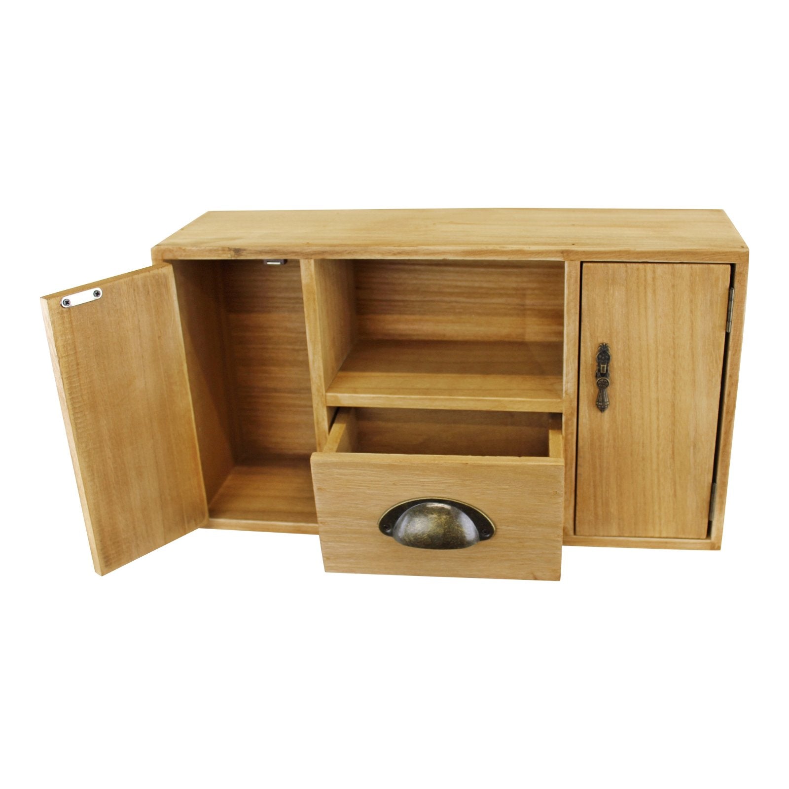 Small Wooden Cabinet with Cupboards, Drawer and Shelf N0295