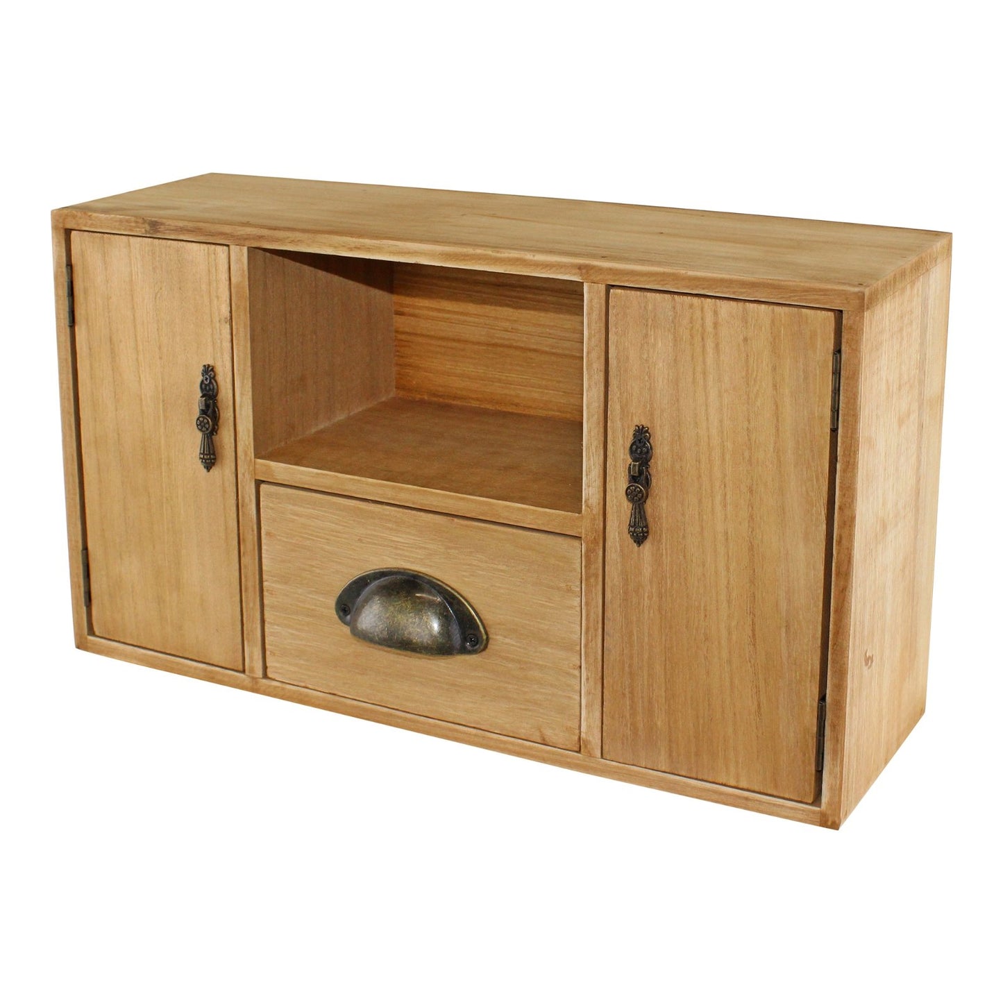 Small Wooden Cabinet with Cupboards, Drawer and Shelf N0295