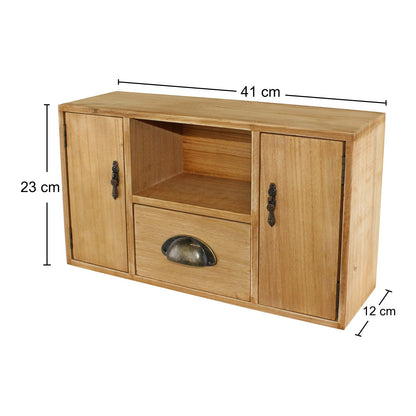 Small Wooden Cabinet with Cupboards, Drawer and Shelf N0295