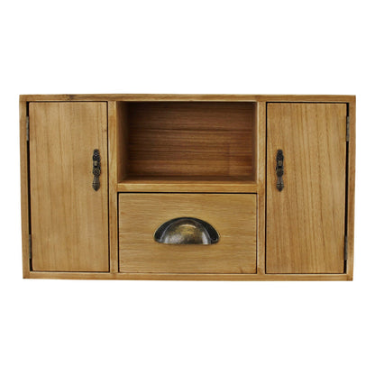 Small Wooden Cabinet with Cupboards, Drawer and Shelf N0295