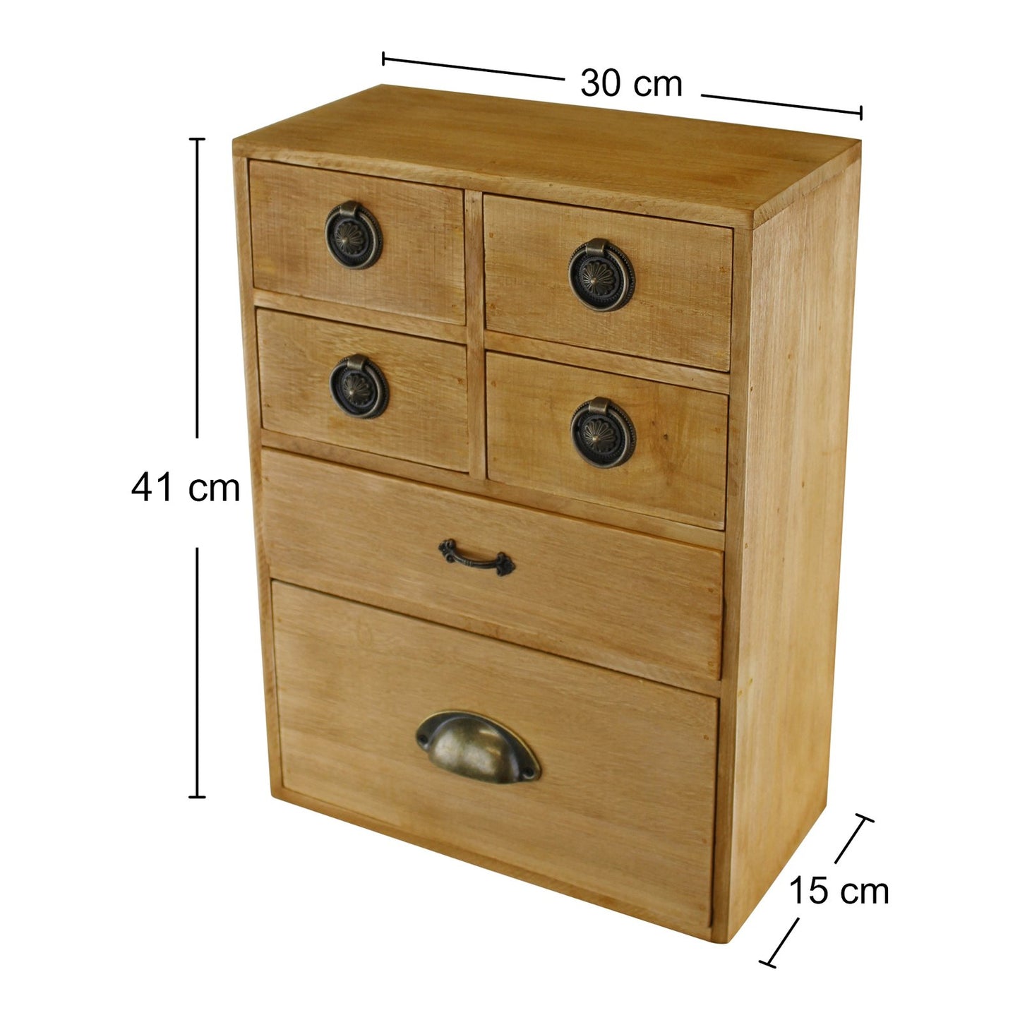 6 Drawer Storage Cabinet, Assorted Size Drawers N0296