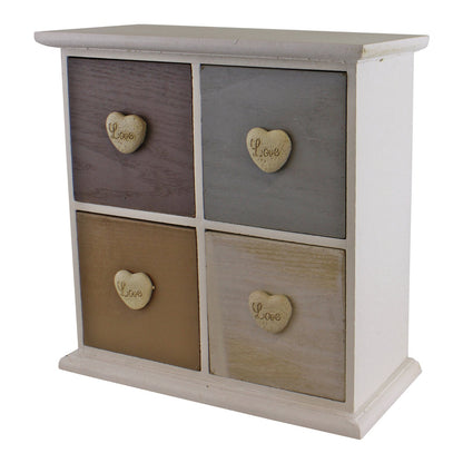 White & Neutral Coloured Love Heart Trinket Drawers N0311