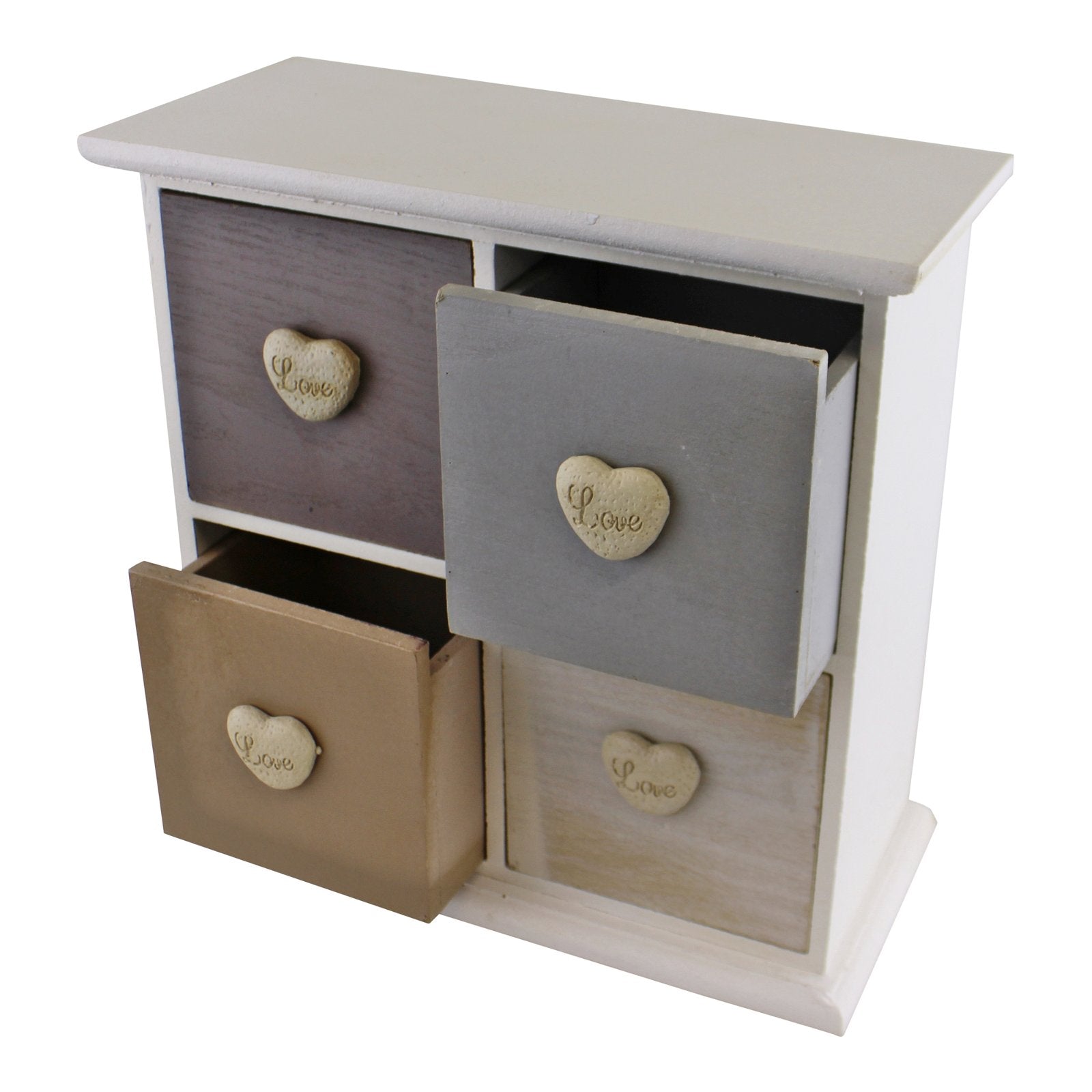 White & Neutral Coloured Love Heart Trinket Drawers N0311