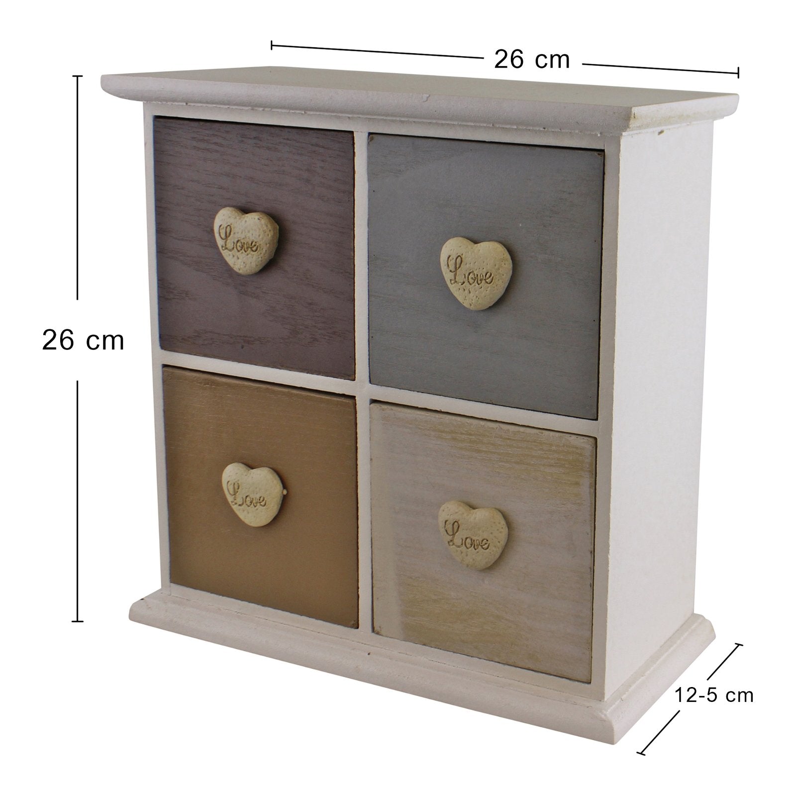 White & Neutral Coloured Love Heart Trinket Drawers N0311