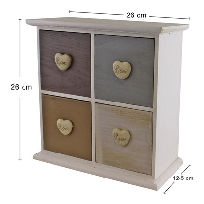 White & Neutral Coloured Love Heart Trinket Drawers N0311