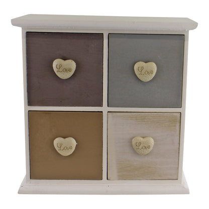 White & Neutral Coloured Love Heart Trinket Drawers N0311