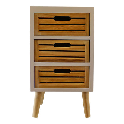 3 Drawer Unit In White With Natural Wooden Drawers With Removable Legs N0312