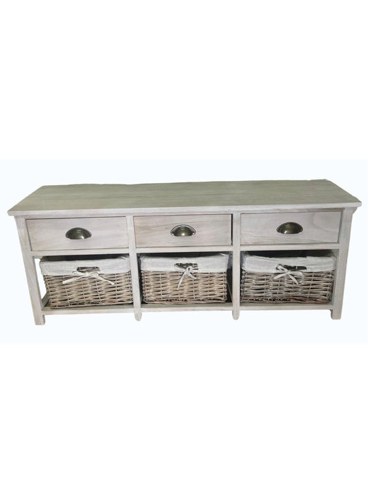 Douglas 3 Drawer Grey Wood Grain Effect Cabinet N0331