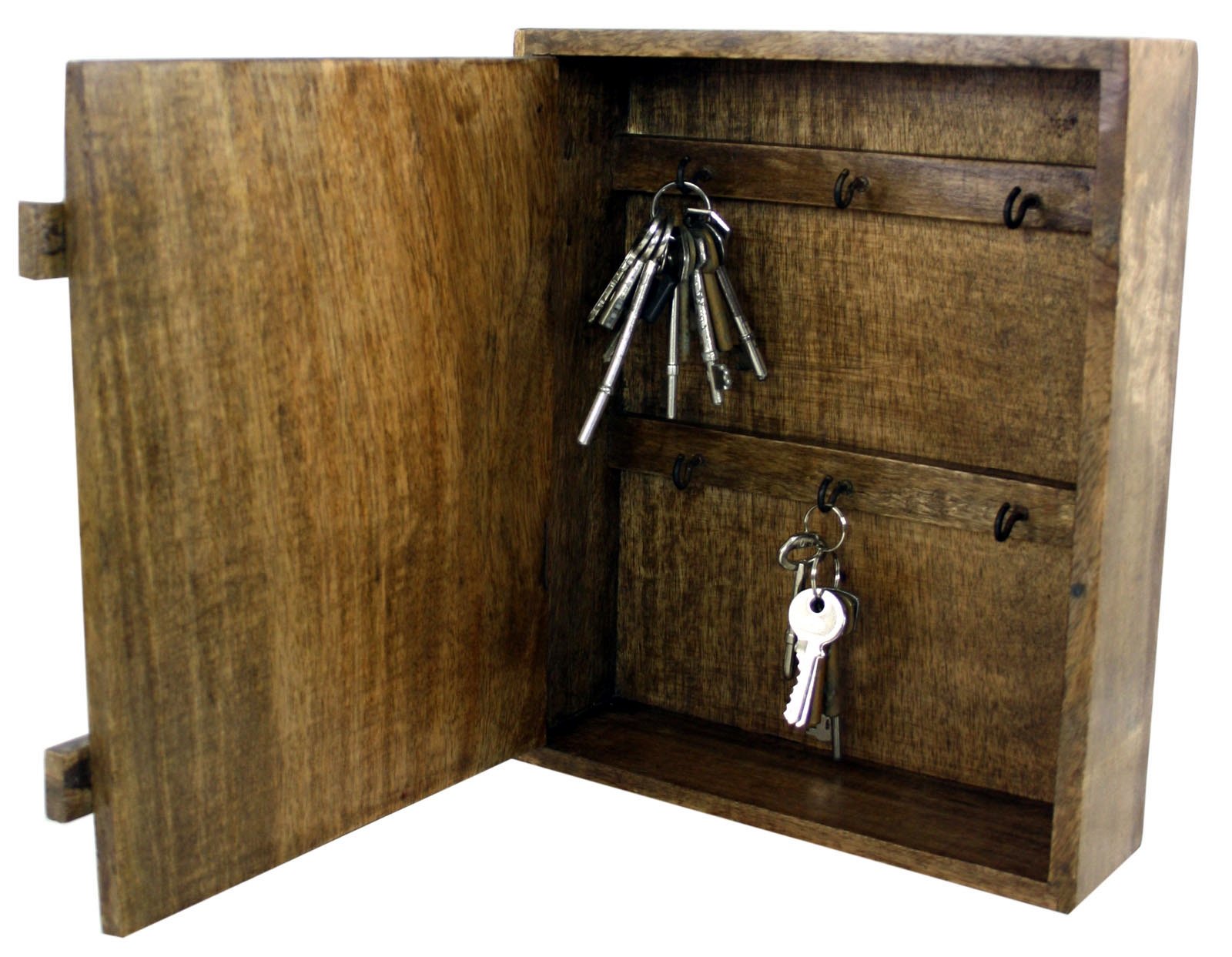 Solid Wood Wall Hanging Key Cabinet with 6 Hooks N0528