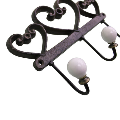 Rustic Cast Iron Wall Hooks, Hearts N0703