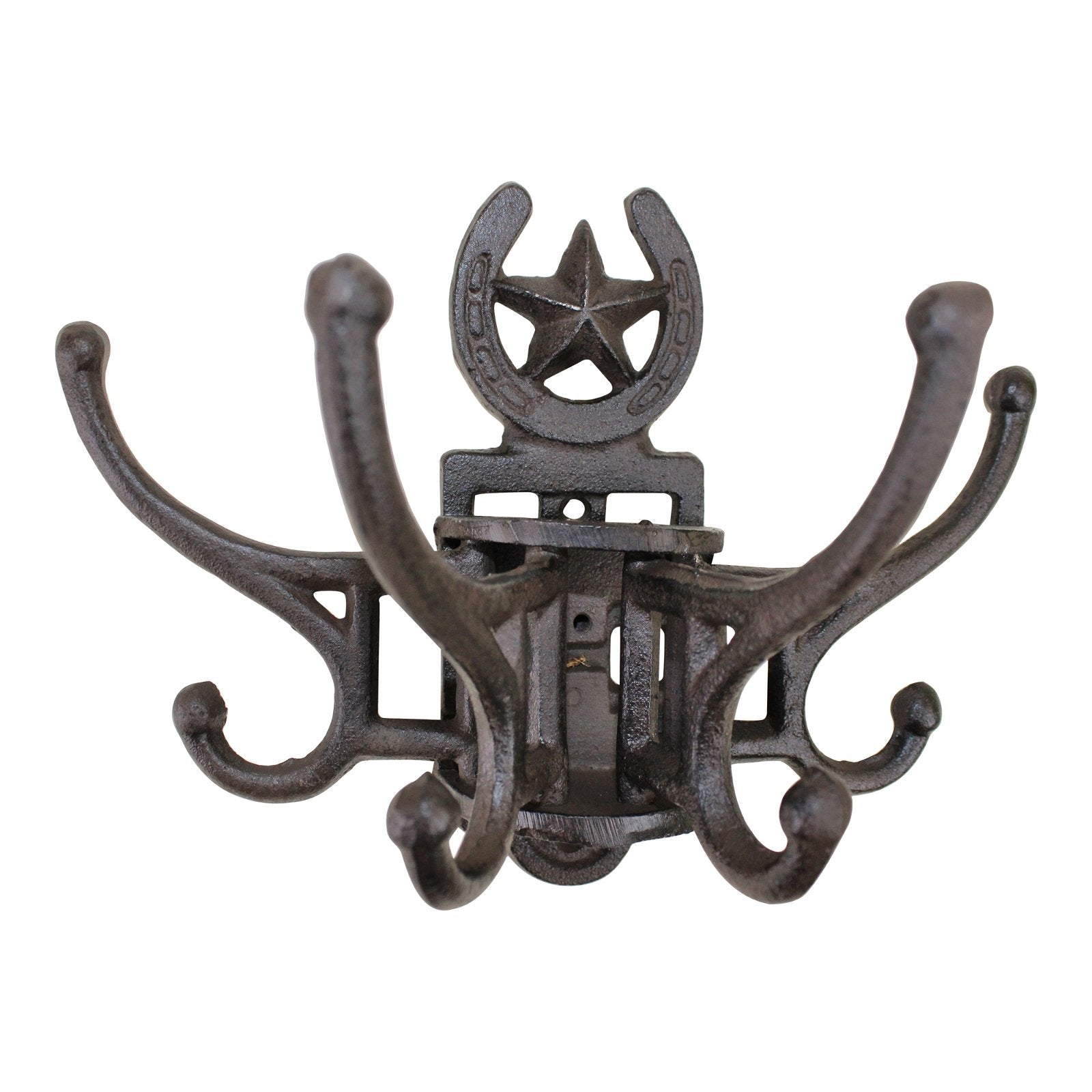 Cast Iron Wall Mounted Rotating Coat Hooks, Horseshoe, 8 Hooks N0707