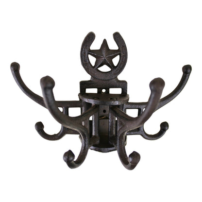 Cast Iron Wall Mounted Rotating Coat Hooks, Horseshoe, 8 Hooks N0707