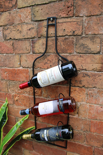 Wall Mounted Black Metal Wine Bottle Holder N0713