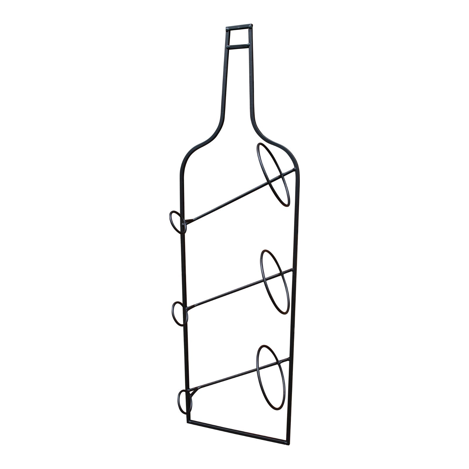 Wall Mounted Black Metal Wine Bottle Holder N0713