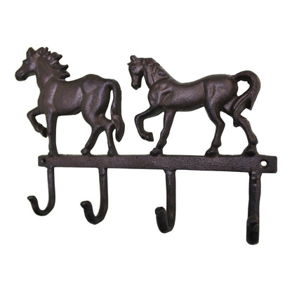 Rustic Cast Iron Wall Hooks, Two Horses N0729