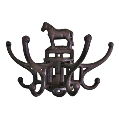 Cast Iron Wall Mounted Rotating Coat Hooks, Horse, 8 hooks N0731