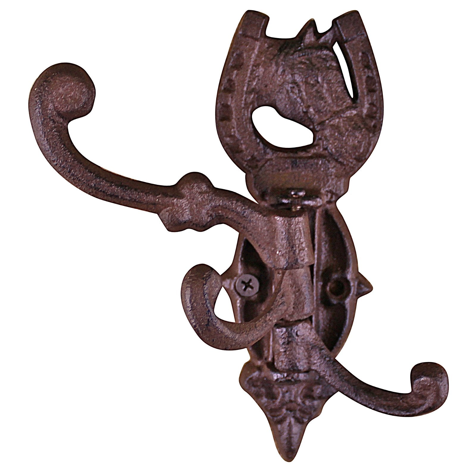 Cast Iron Wall Mounted Rotating Coat Hooks, Horse, 3 hooks N0733