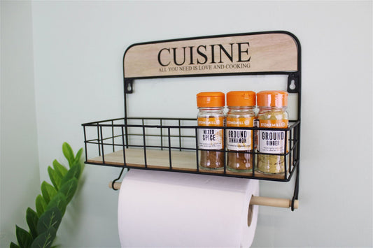 Wall Hanging Kitchen Storage Unit with Kitchen Roll Holder N0741