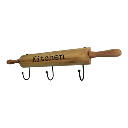 Kitchen Wall Hooks, 4 Hooks with a Rolling Pin Design N0742