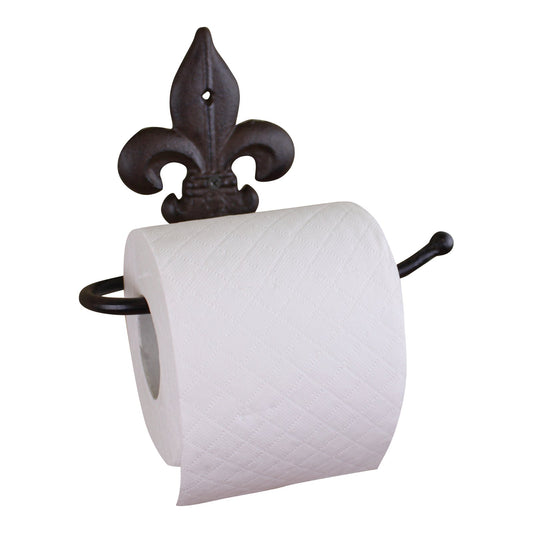 Cast Iron Rustic Toilet Roll Holder, Fleur de Lis N0744