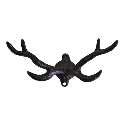 Rustic Cast Iron Wall Hooks, Stag Antlers, Small N0757