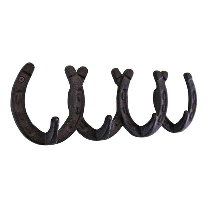 Rustic Cast Iron Wall Hooks, Horseshoe Design N0761