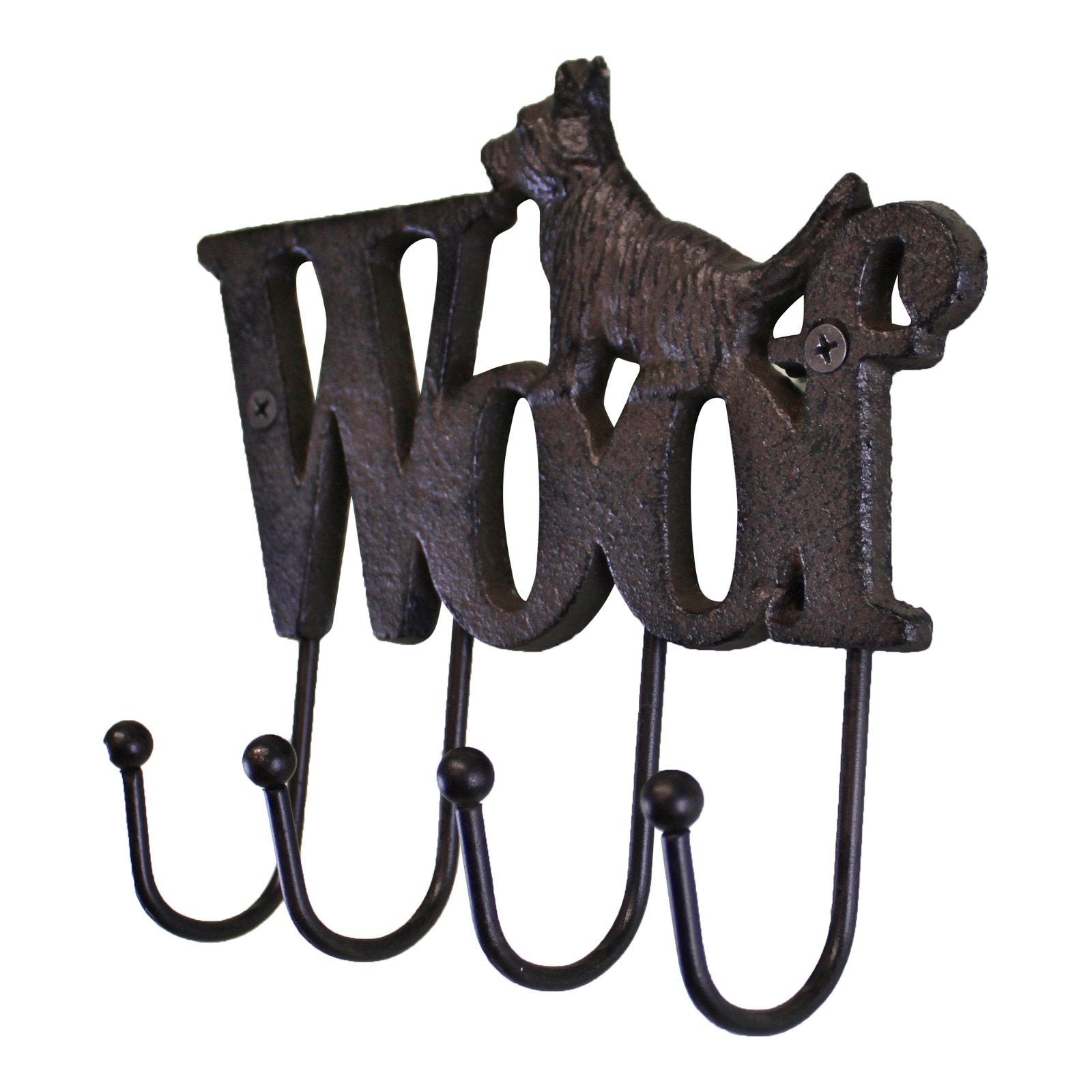 Rustic Cast Iron Wall Hooks, Dog Design With 4 Hooks N0762