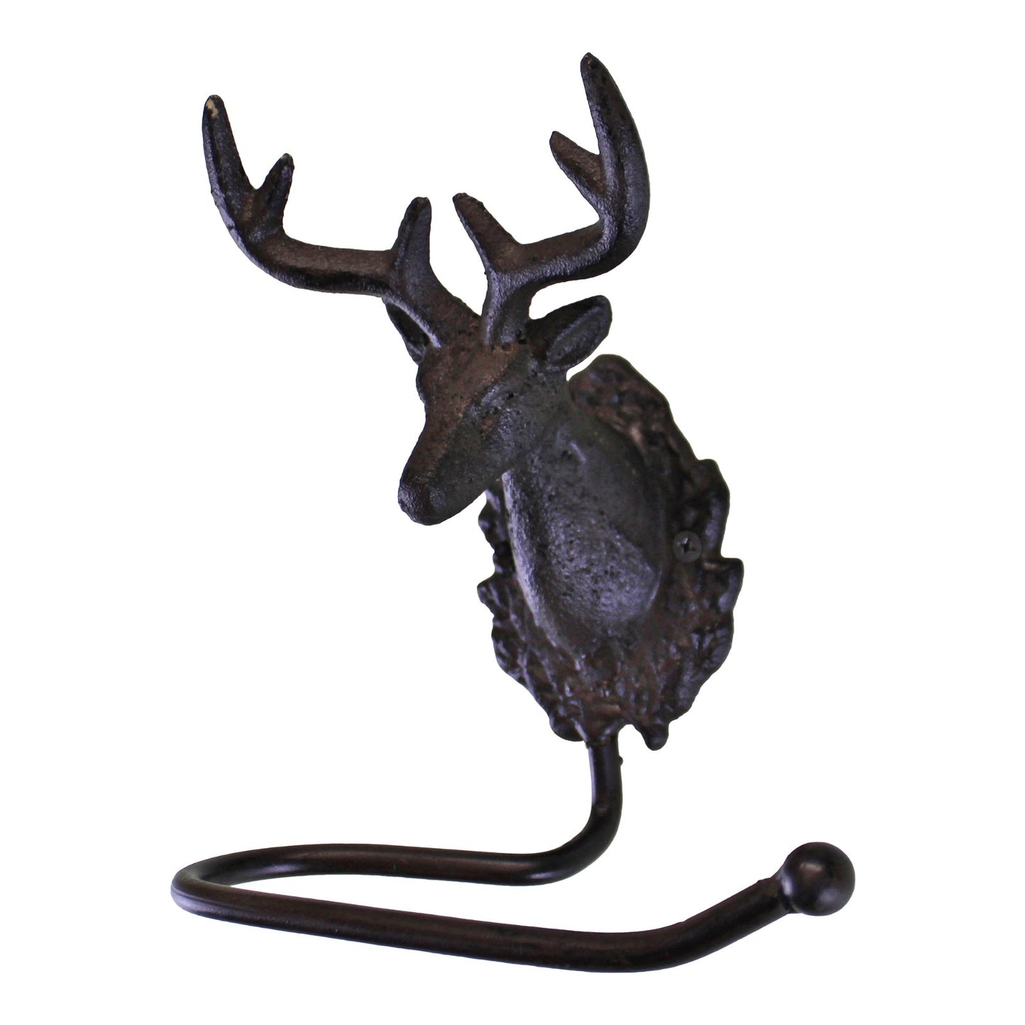 Cast Iron Rustic Toilet Roll Holder, Stag Head Design N0772