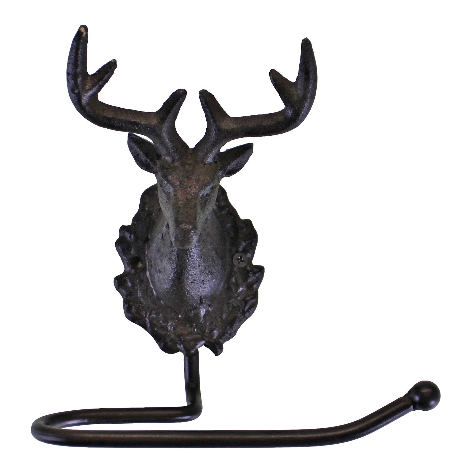 Cast Iron Rustic Toilet Roll Holder, Stag Head Design N0772