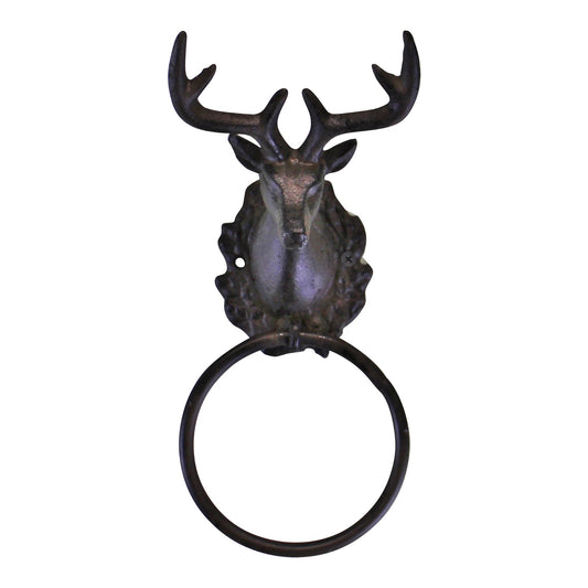 Cast Iron Rustic Towel Ring, Stag Head Design N0774