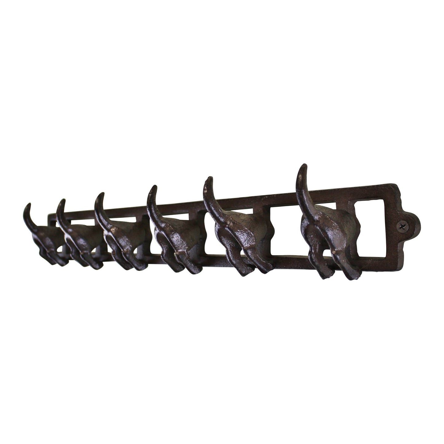 Rustic Cast Iron Wall Hooks, Dog Tail Design With 6 Hooks N0775