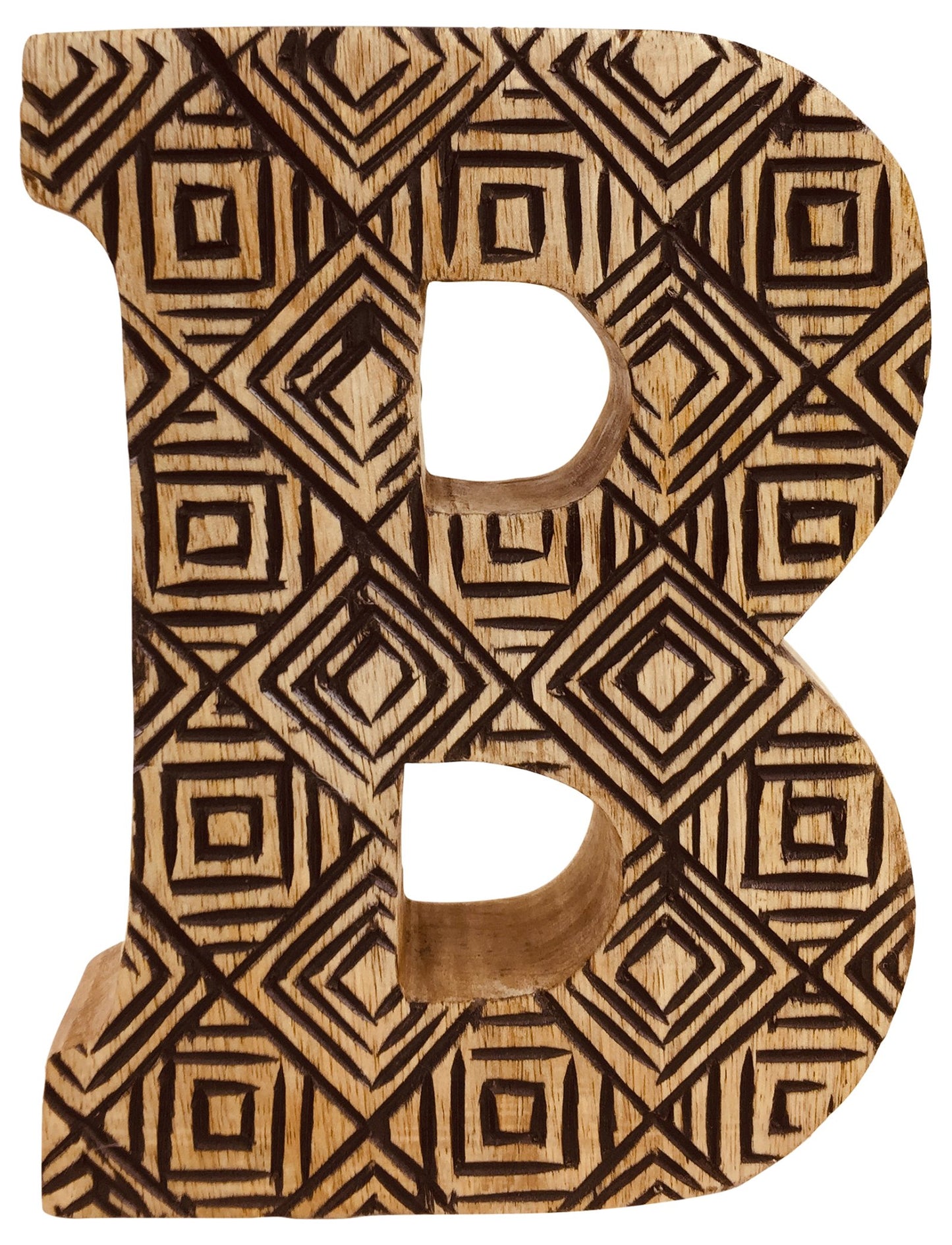 Hand Carved Wooden Geometric Letter B N1001-B