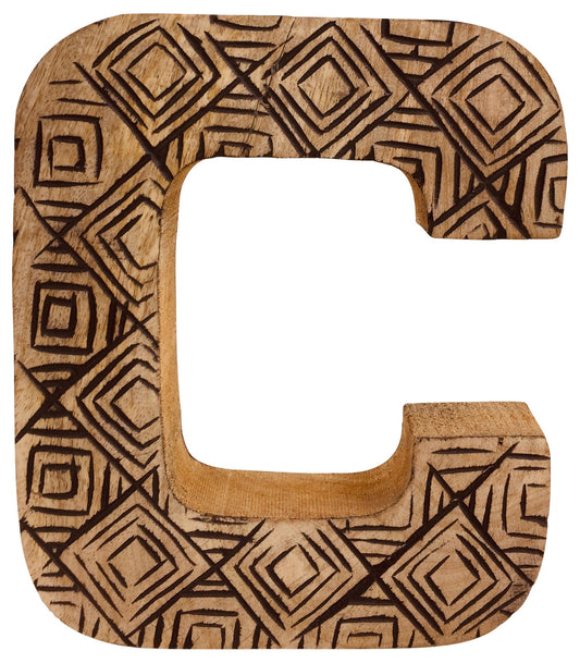 Hand Carved Wooden Geometric Letter C N1002-C