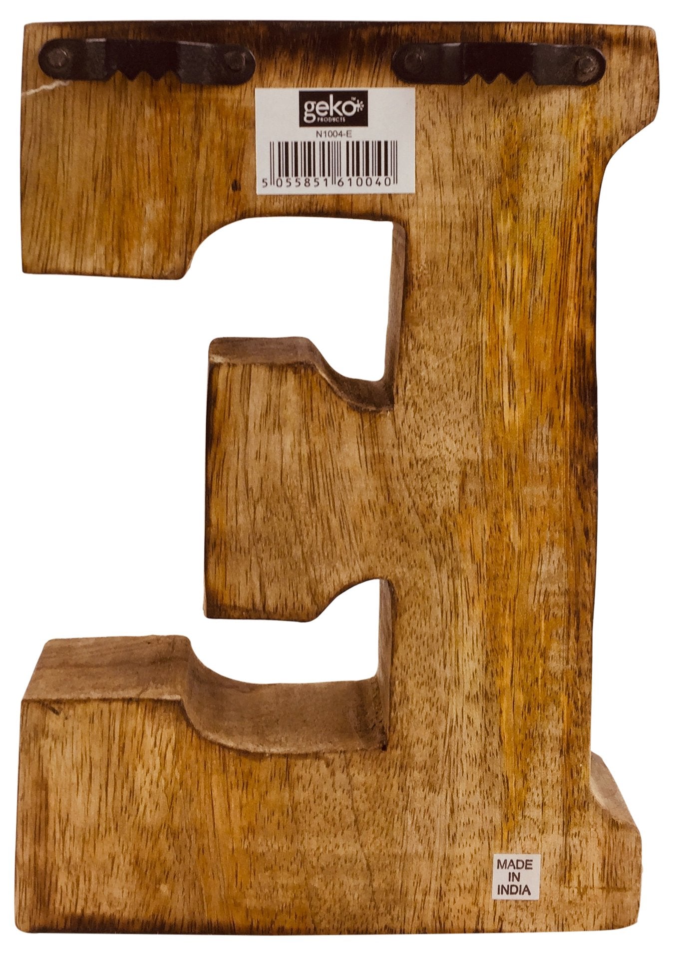 Hand Carved Wooden Geometric Letter E N1004-E