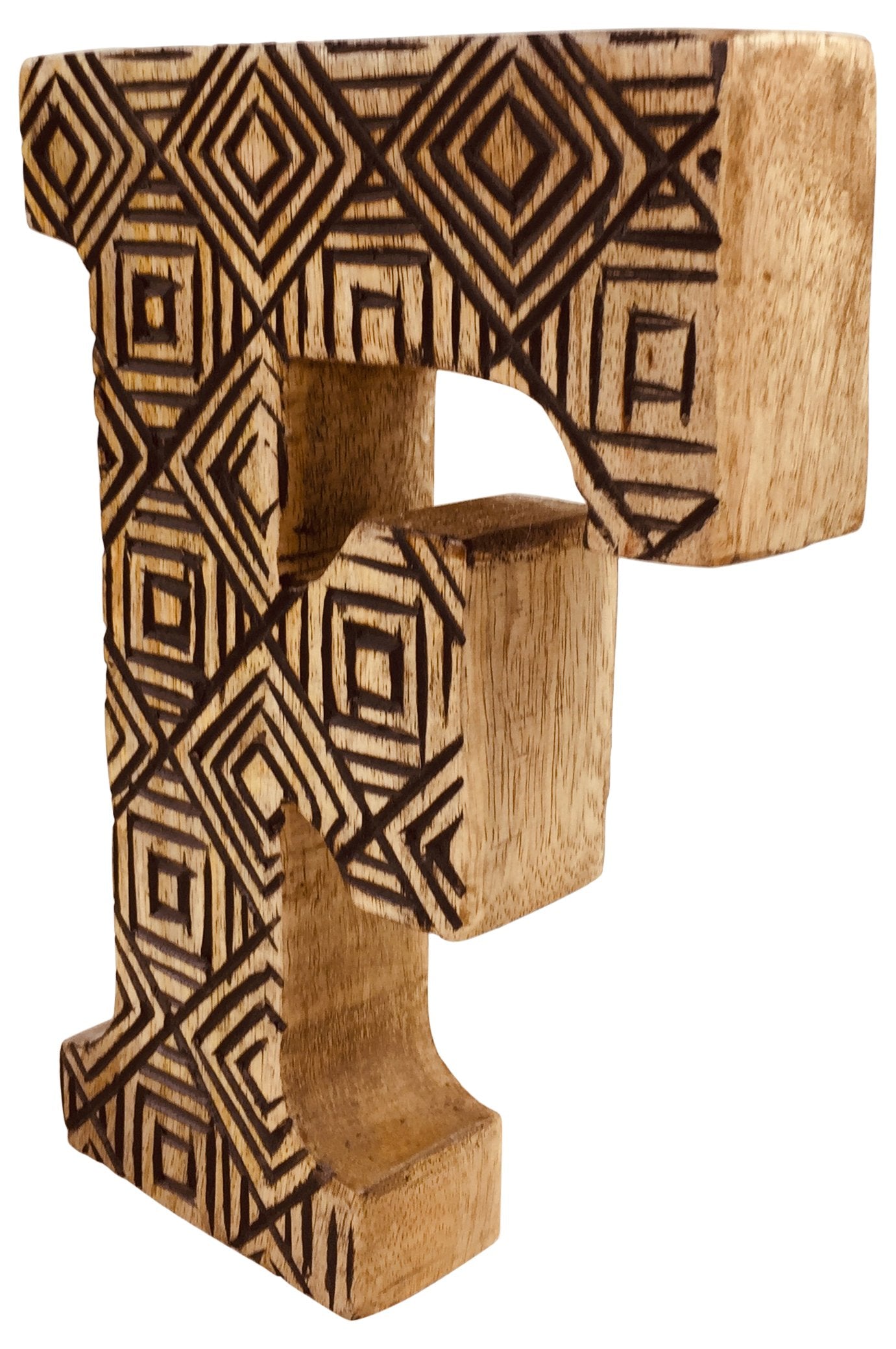 Hand Carved Wooden Geometric Letter F N1005-F