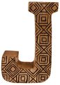 Hand Carved Wooden Geometric Letter J N1009-J