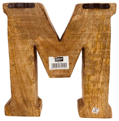 Hand Carved Wooden Geometric Letter M N1012-M