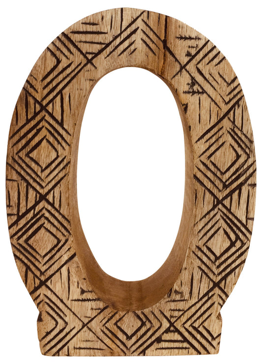 Hand Carved Wooden Geometric Letter O N1014-O