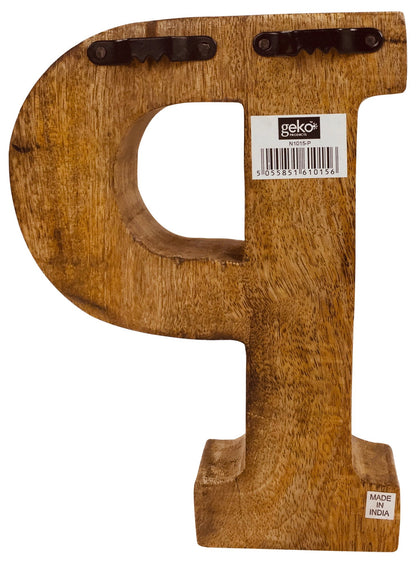 Hand Carved Wooden Geometric Letter P N1015-P