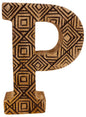 Hand Carved Wooden Geometric Letter P N1015-P