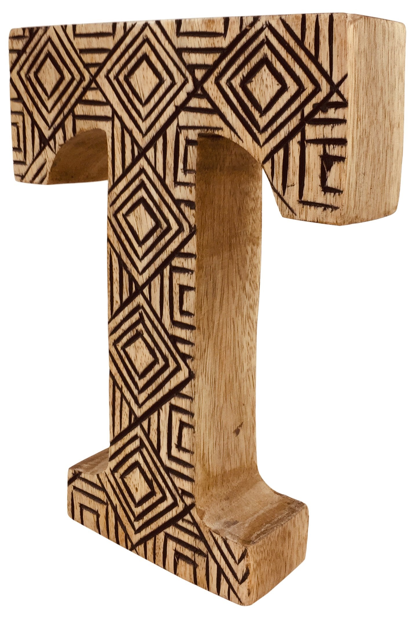 Hand Carved Wooden Geometric Letter T N1019-T