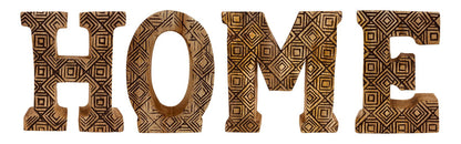 Hand Carved Wooden Geometric Letters Home N1029-Home