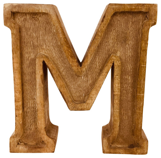 Hand Carved Wooden Embossed Letter M N1112-M